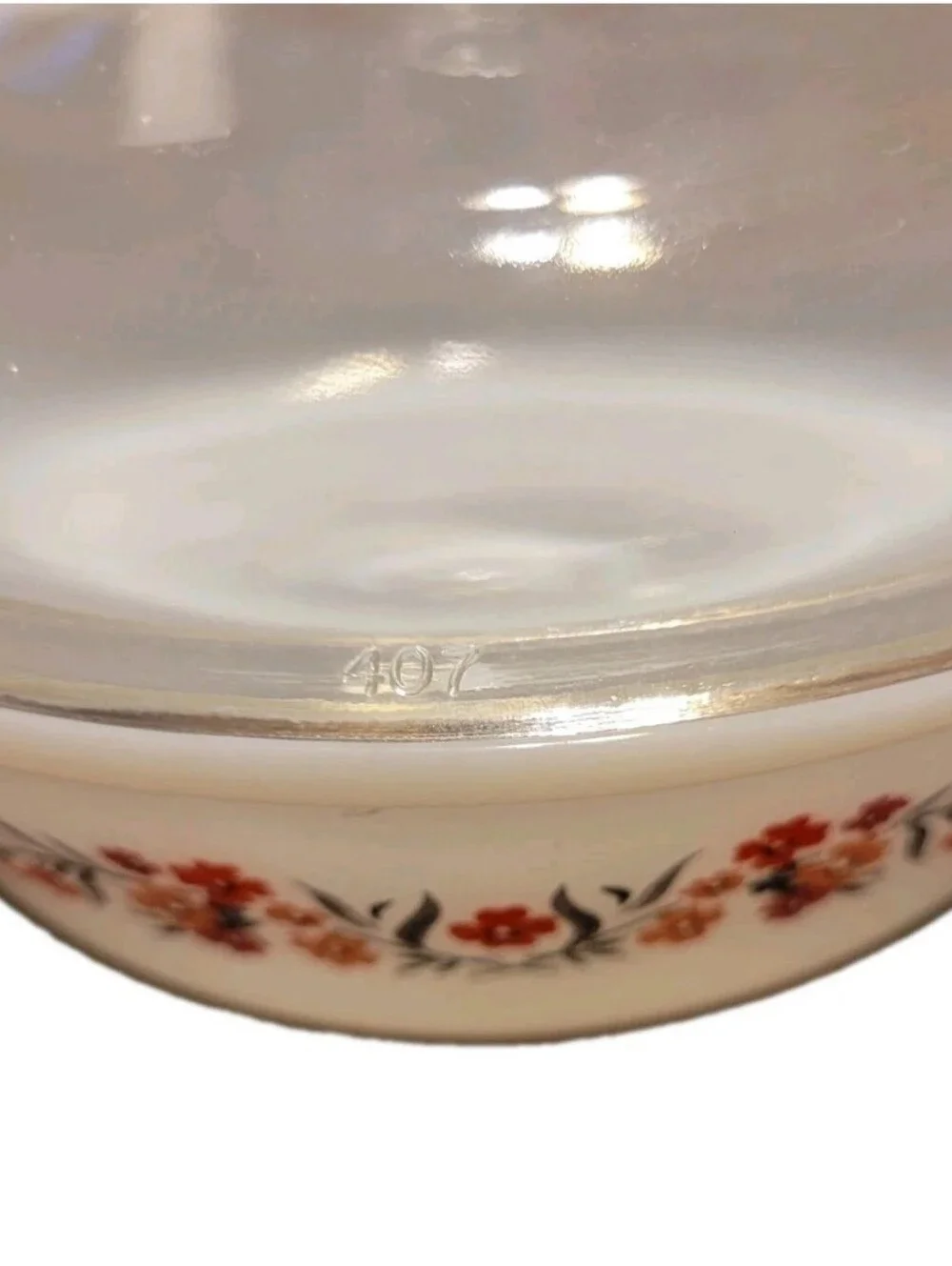 Vintage Fire King Milk Glass Primrose Casserole Dish Lid 1 1/2 Qt Cottage Core